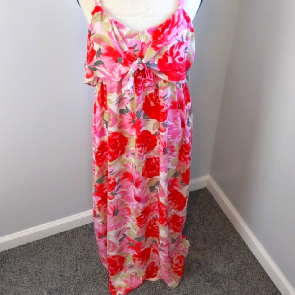 🆕 Floral Flowy Maxi Pink Dress By Ophelia / Large